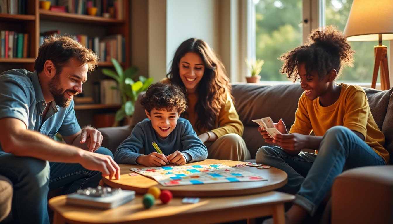 découvrez des idées de jeux en intérieur sans écran pour toute la famille. amusez-vous ensemble avec des activités créatives et engageantes qui favorisent le lien familial, tout en développant l'imagination et la coopération des enfants. parfait pour les journées pluvieuses ou les soirées à la maison !
