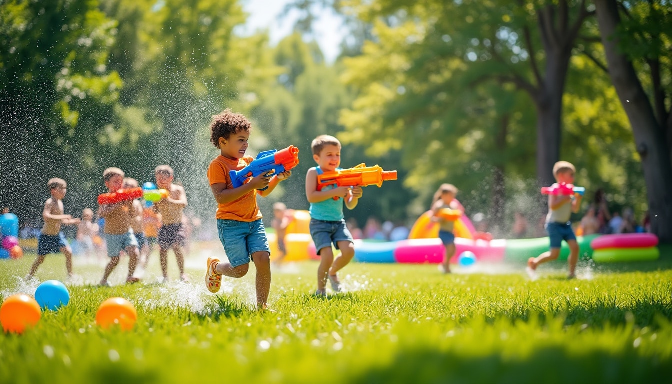 découvrez nos activités d’eau en extérieur, comprenant la célèbre bataille de pistolets à eau et d'autres variantes amusantes. parfaites pour tous les âges, ces jeux garantissent éclaboussures et rires. préparez-vous à vous rafraîchir tout en profitant du grand air avec des amis ou en famille !