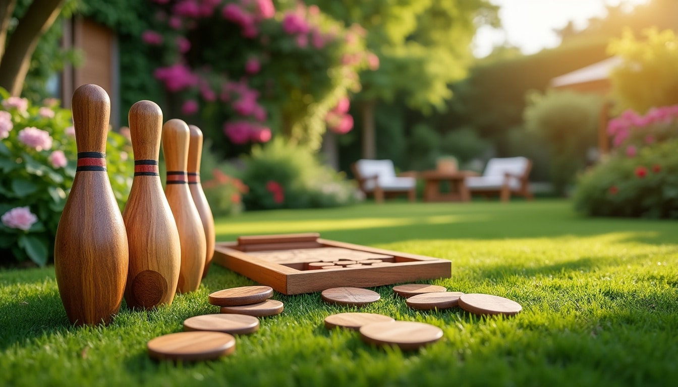 découvrez notre sélection de jeux d'adresse en bois pour le jardin, incluant quilles, palets et bien d'autres ! parfaits pour animer vos journées en plein air, ces jeux naturels allient tradition et convivialité. amusez-vous en famille ou entre amis tout en profitant du grand air.