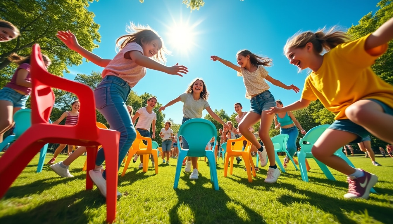 découvrez une nouvelle façon de jouer aux chaises musicales en plein air, alliant plaisir et mouvement. plongez dans une expérience ludique qui vous invite à bouger et à partager des moments joyeux en extérieur. parfait pour animer vos événements en nature !
