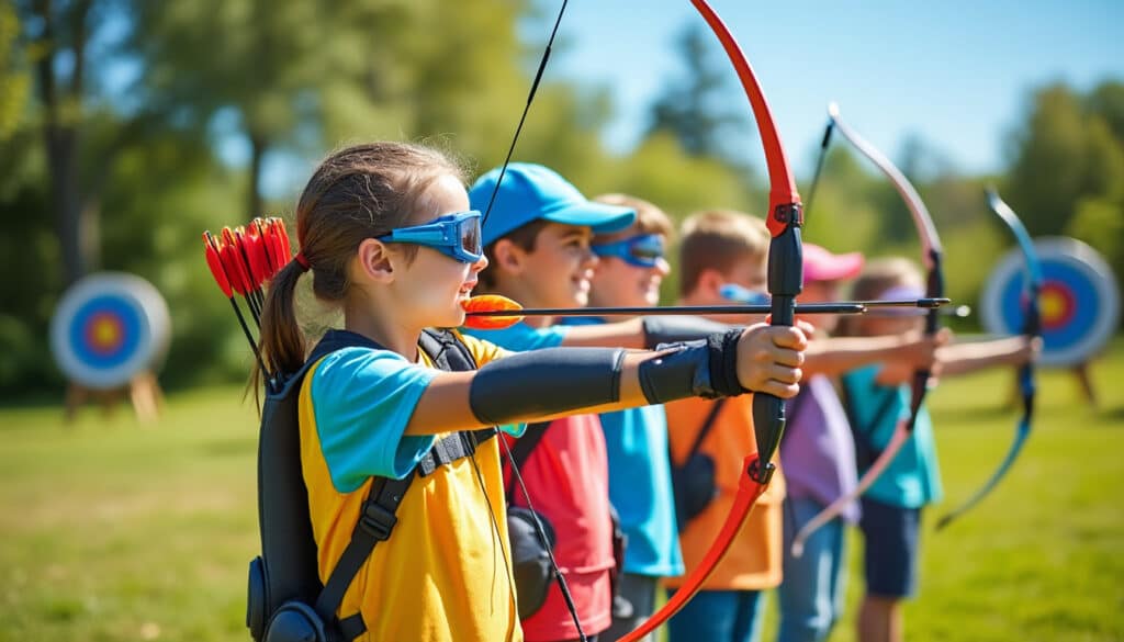 découvrez une activité ludique et sécurisée pour les enfants : le tir à l'arc ! offrez-leur l'opportunité de s'amuser tout en développant leur concentration et leur coordination. idéal pour les anniversaires ou les sorties scolaires, cette expérience ludique garantit des moments mémorables en toute sécurité.